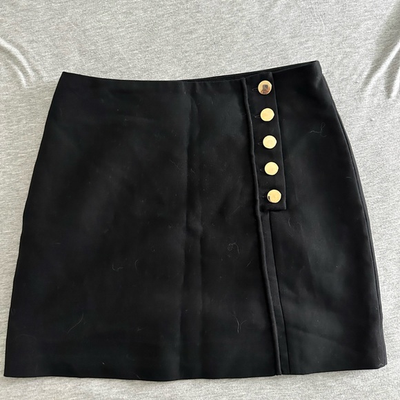 ba&sh black skirt with gold metal buttons size 1